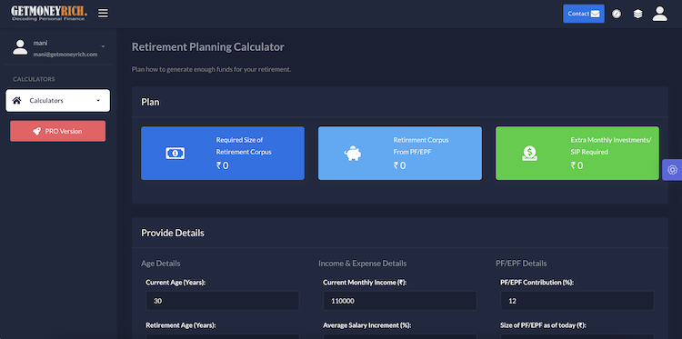 Retirement Planning Calculator India