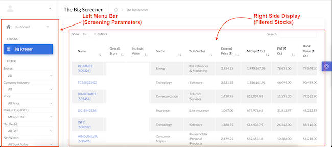 MyStockEngine - Menu Bar - Left Right