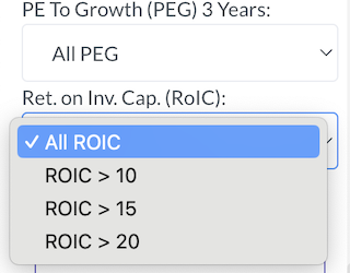 The Big Screener - PriceVal - ROIC