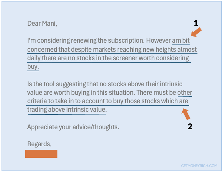 Right Time to Buy Stocks - Email Query