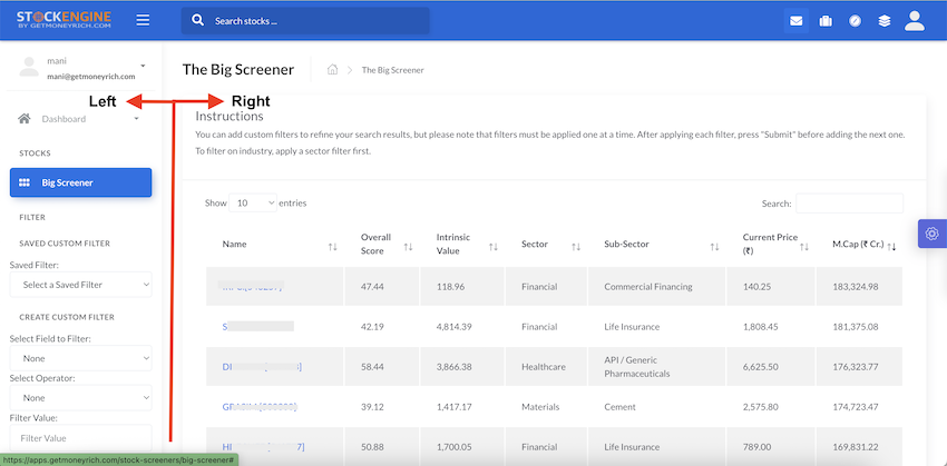 The-Big-Screener-Interface